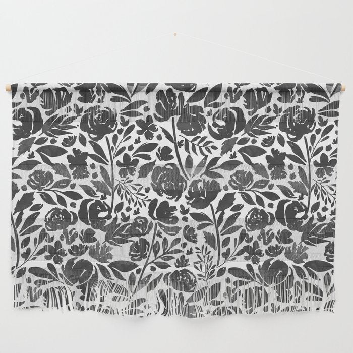 Simple black and white flower garden Wall Hanging Gallery Image 1