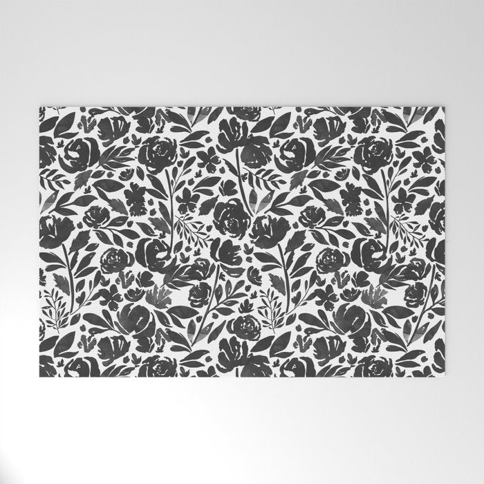 Simple black and white flower garden Welcome Mat Gallery Image 1
