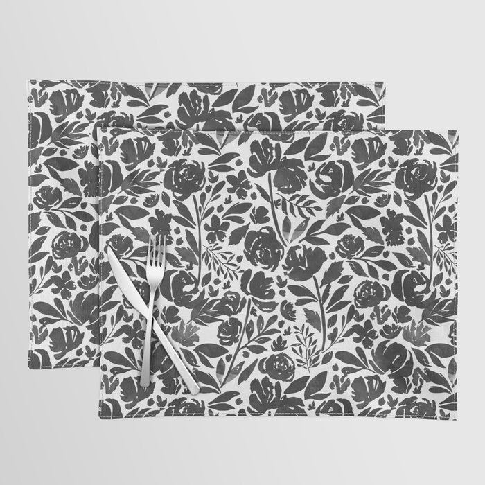 Simple black and white flower garden Placemat Gallery Image 1