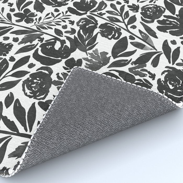 Simple black and white flower garden Rug Gallery Image 4