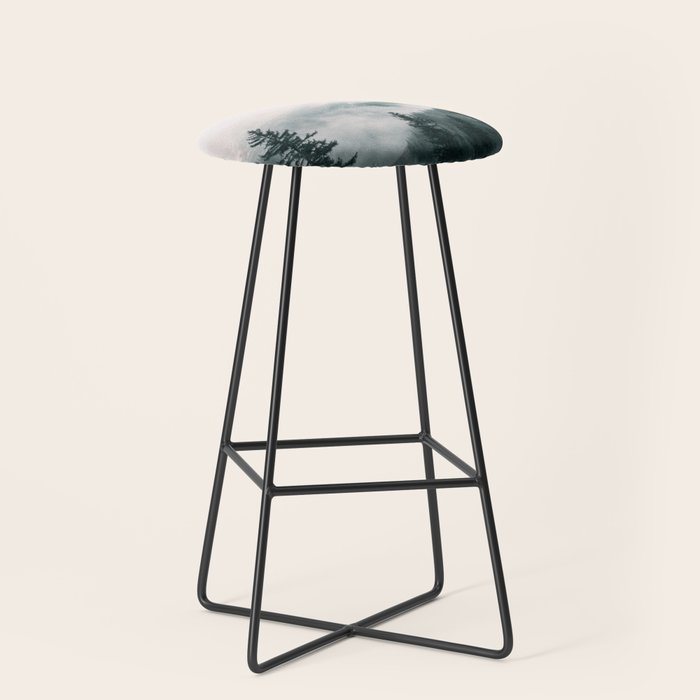 Forest mist beneath the mountain peaks Stool Gallery Image 1