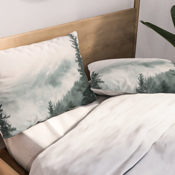 Forest mist beneath the mountain peaks Pillow Sham Gallery Image 2