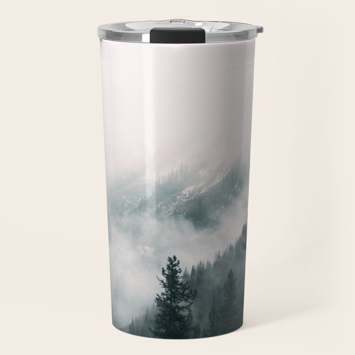 Forest mist beneath the mountain peaks Travel Mug Gallery Image 1