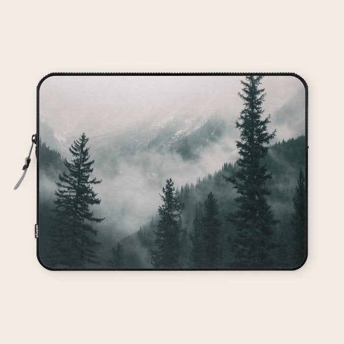 Forest mist beneath the mountain peaks Laptop Sleeve Gallery Image 1