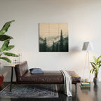 Forest mist beneath the mountain peaks Wood Wall Art Gallery Image 2