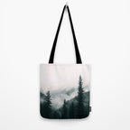Forest mist beneath the mountain peaks Tote Bag Gallery Image 2