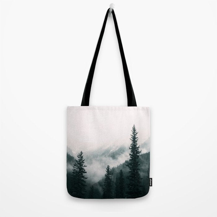 Forest mist beneath the mountain peaks Tote Bag Gallery Image 2