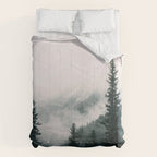 Forest mist beneath the mountain peaks Comforter Gallery Image 6