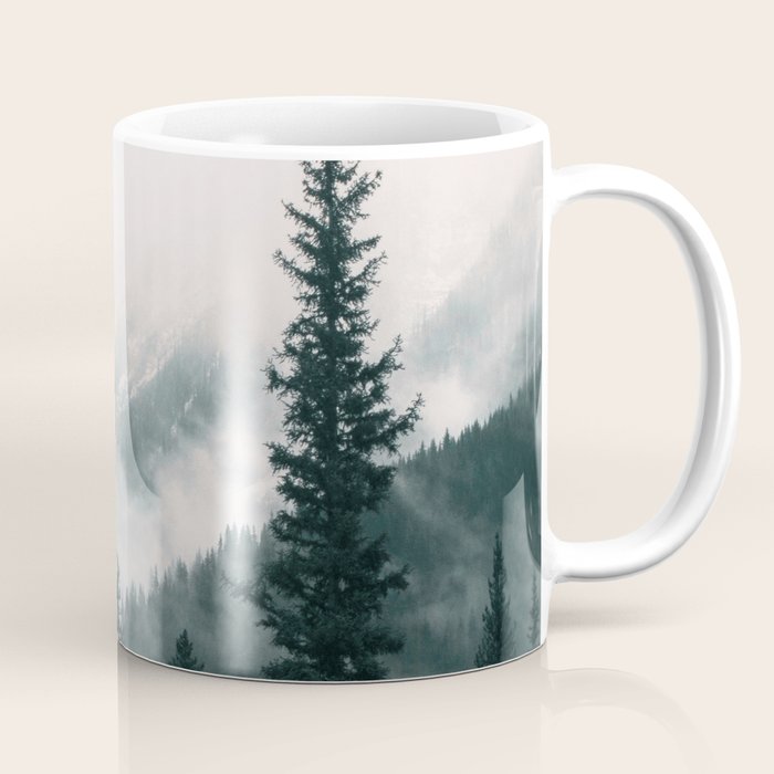 Forest mist beneath the mountain peaks Coffee Mug Gallery Image 1
