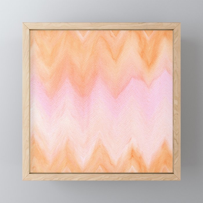 Blush pink orange watercolor hand painted ombre ikat Mini Art Print Gallery Image 1