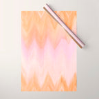 Blush pink orange watercolor hand painted ombre ikat Wrapping Paper Gallery Image 1