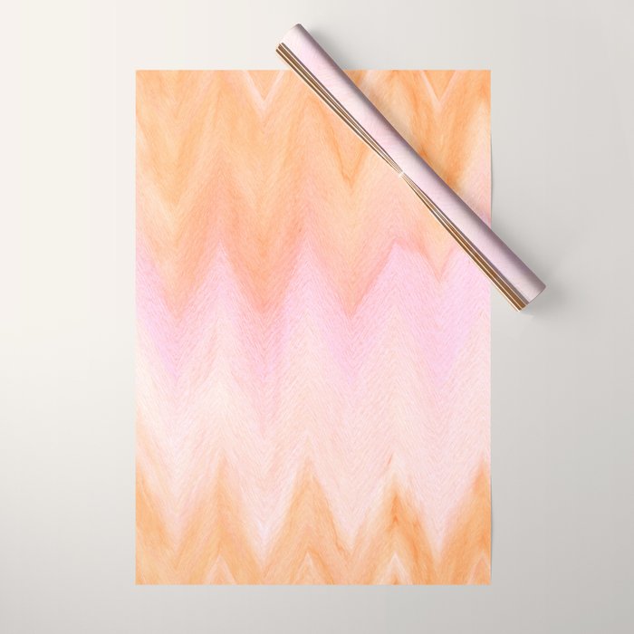Blush pink orange watercolor hand painted ombre ikat Wrapping Paper Gallery Image 1