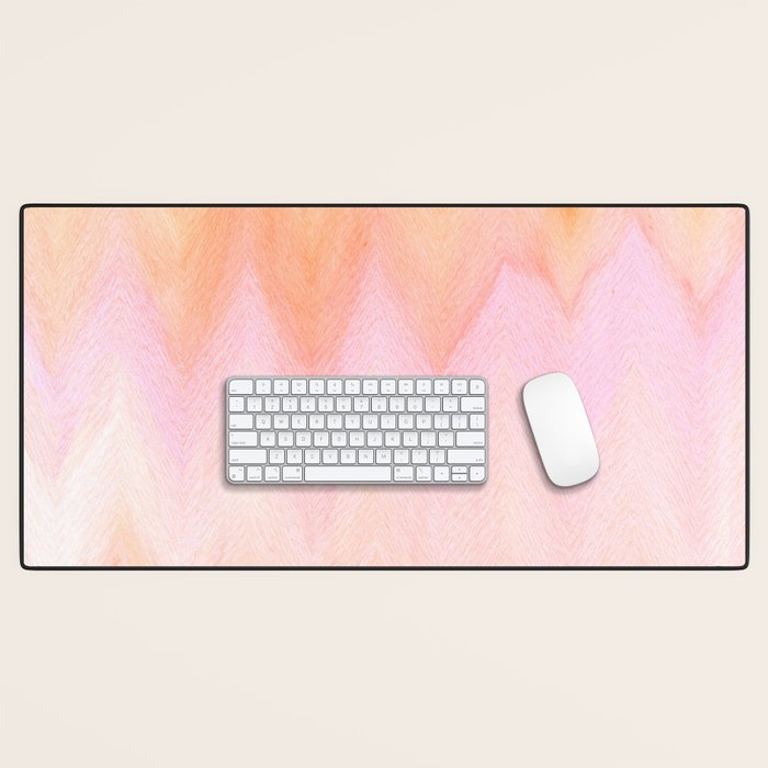 Blush pink orange watercolor hand painted ombre ikat Desk Mat Gallery Image 1