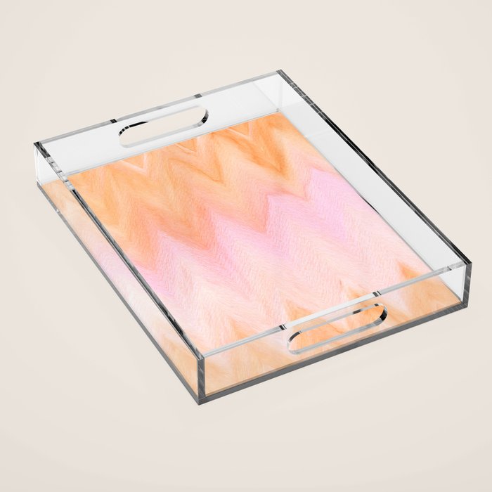 Blush pink orange watercolor hand painted ombre ikat Acrylic Tray Gallery Image 1