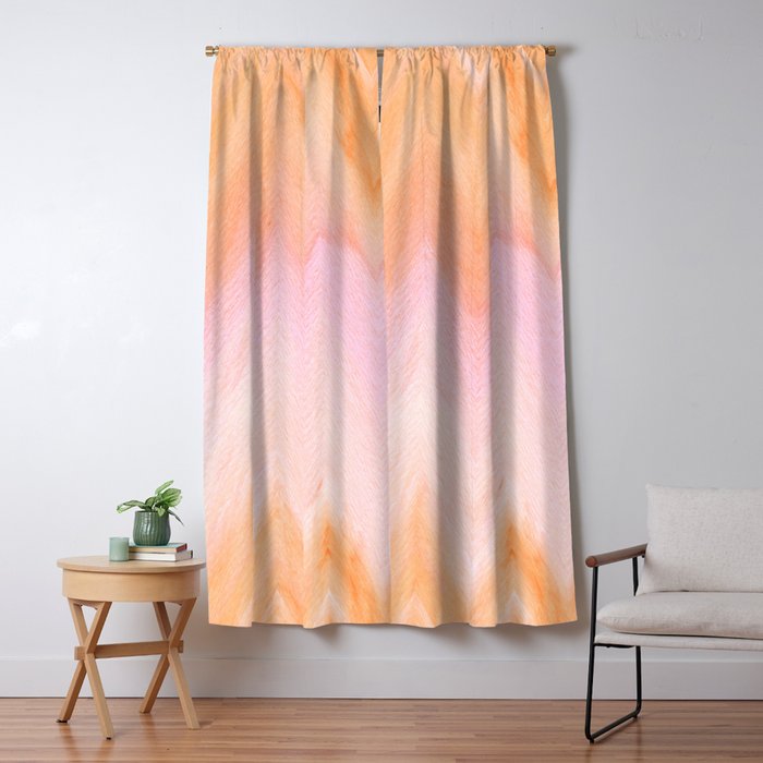 Blush pink orange watercolor hand painted ombre ikat Window Curtain Gallery Image 5