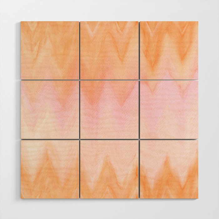 Blush pink orange watercolor hand painted ombre ikat Wood Wall Art Gallery Image 1