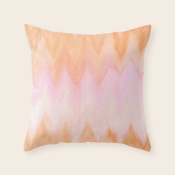 Blush pink orange watercolor hand painted ombre ikat Throw Pillow Gallery Image 6