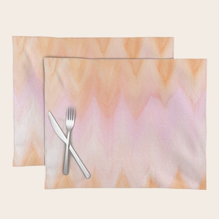 Blush pink orange watercolor hand painted ombre ikat Placemat Gallery Image 1