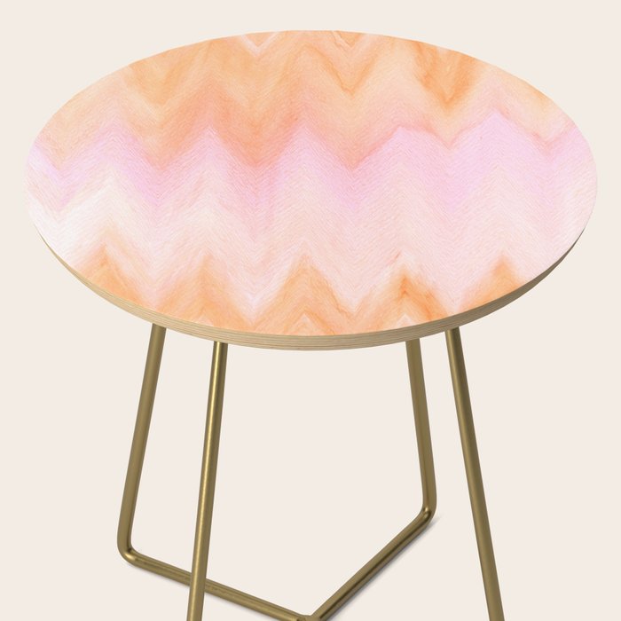 Blush pink orange watercolor hand painted ombre ikat Side Table Gallery Image 2