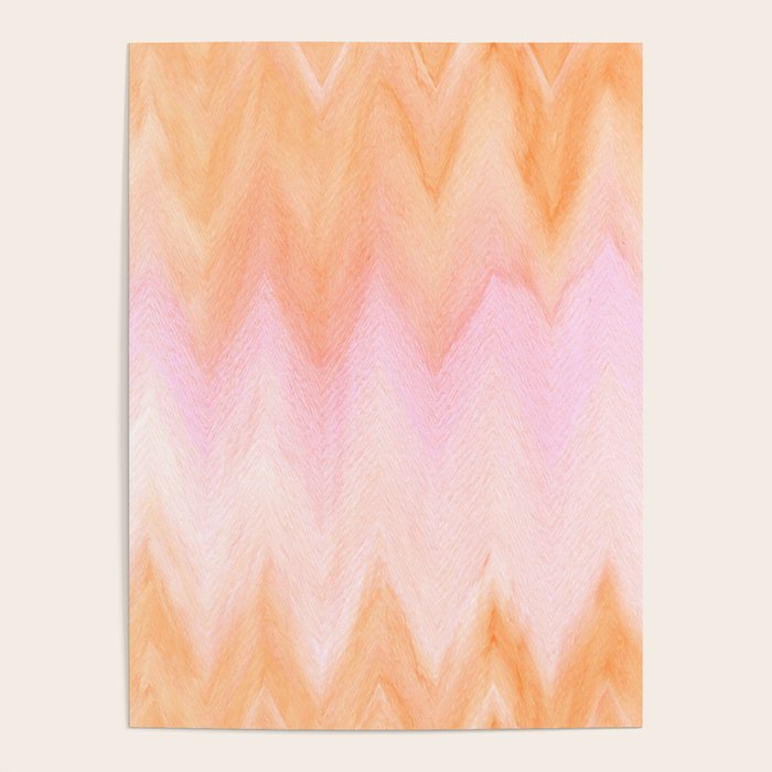 Blush pink orange watercolor hand painted ombre ikat Poster Gallery Image 4