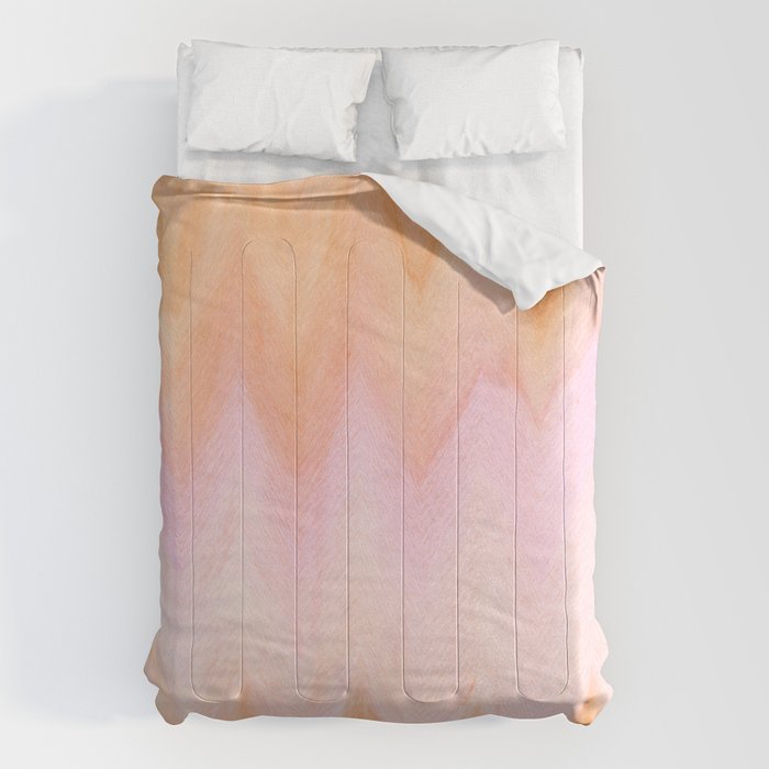 Blush pink orange watercolor hand painted ombre ikat Comforter Gallery Image 1