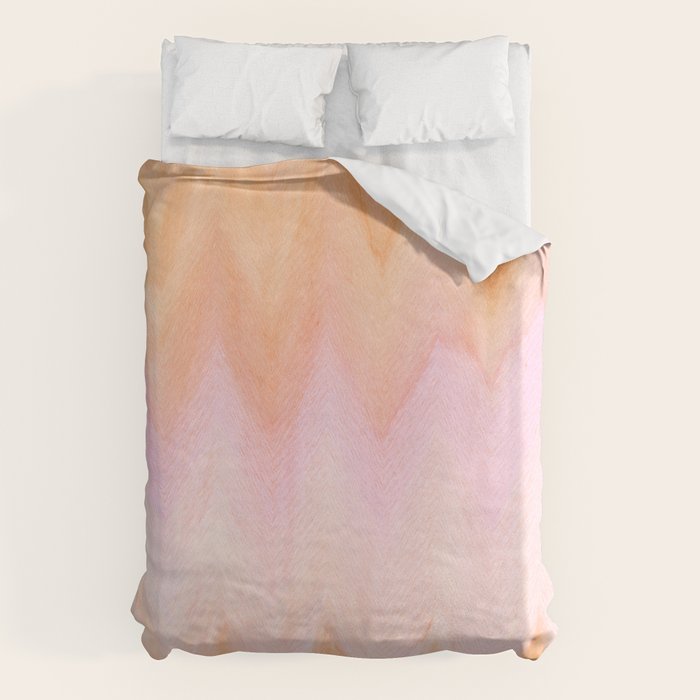 Blush pink orange watercolor hand painted ombre ikat Duvet Cover Gallery Image 1