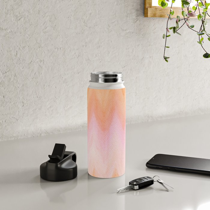 Blush pink orange watercolor hand painted ombre ikat Water Bottle Gallery Image 4