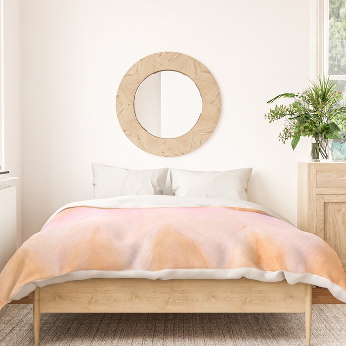Blush pink orange watercolor hand painted ombre ikat Duvet Cover Gallery Image 3