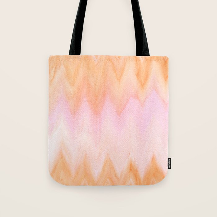 Blush pink orange watercolor hand painted ombre ikat Tote Bag Gallery Image 1