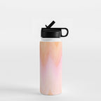 Blush pink orange watercolor hand painted ombre ikat Water Bottle Gallery Image 1