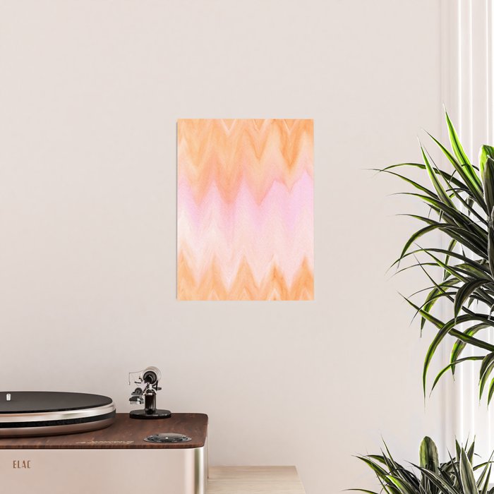 Blush pink orange watercolor hand painted ombre ikat Poster Gallery Image 2