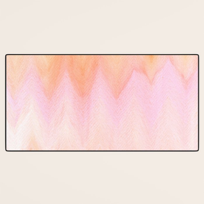 Blush pink orange watercolor hand painted ombre ikat Desk Mat Gallery Image 3