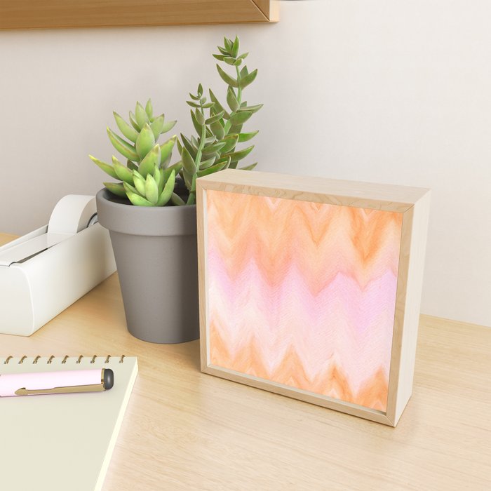 Blush pink orange watercolor hand painted ombre ikat Mini Art Print Gallery Image 2