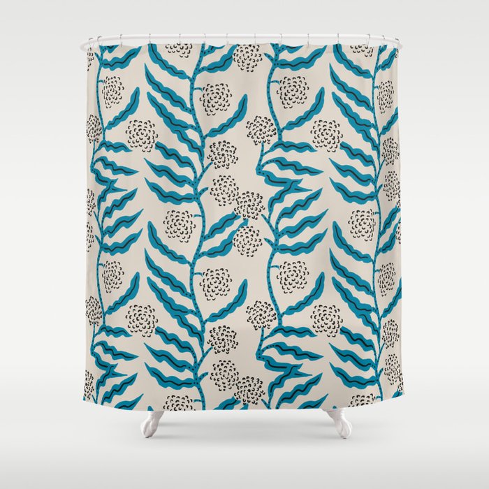 LA VILLE VINE BLUE Shower Curtain Gallery Image 1