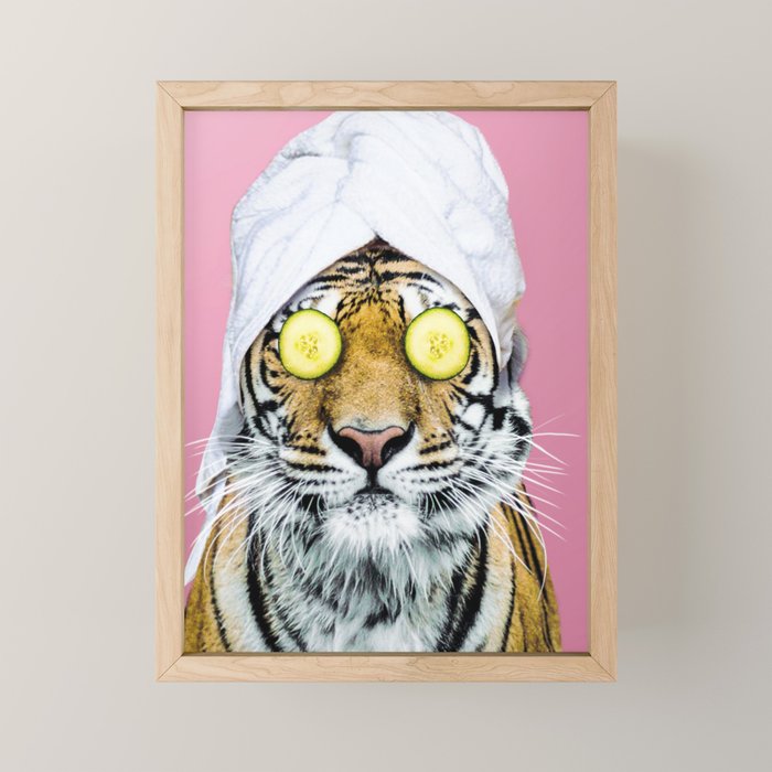 Tiger in a Towel Mini Art Print Gallery Image 1