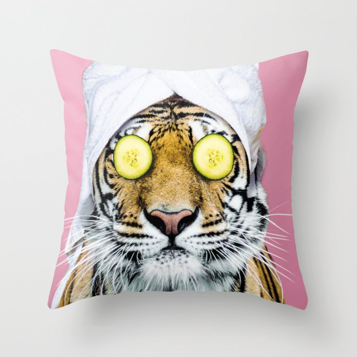Tiger in a Towel Throw Pillow Gallery Image 6