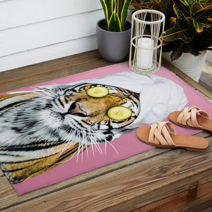 Tiger in a Towel Outdoor Rug Gallery Image 2
