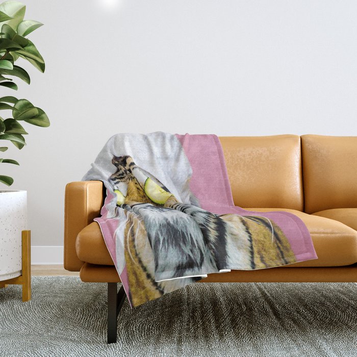 Tiger in a Towel Throw Blanket Gallery Image 1