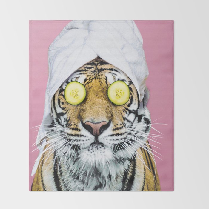 Tiger in a Towel Throw Blanket Gallery Image 2