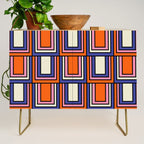 Colorful Retro Geometric Mod Portes Pattern Blue Orange Pink Cream Credenza Gallery Image 1