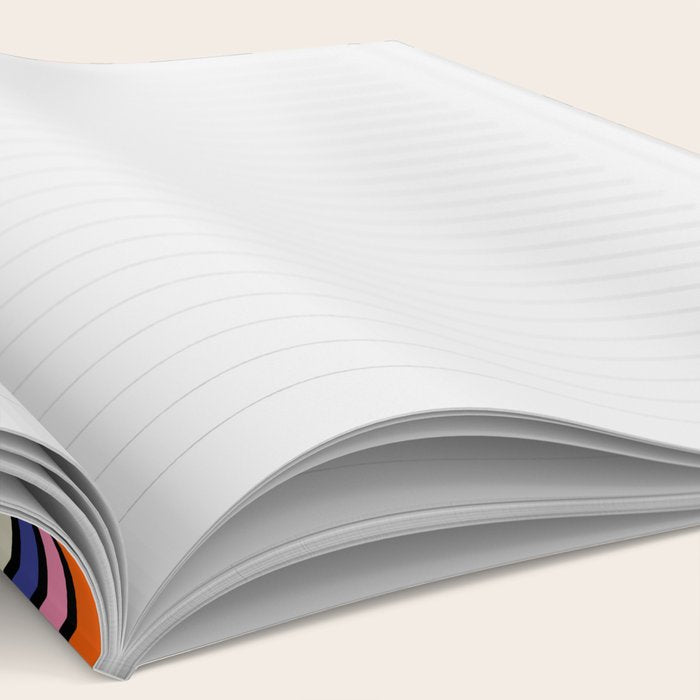 Colorful Retro Geometric Mod Portes Pattern Blue Orange Pink Cream Notebook Gallery Image 2