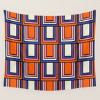 Colorful Retro Geometric Mod Portes Pattern Blue Orange Pink Cream Wall Tapestry Gallery Image 4