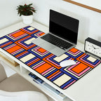 Colorful Retro Geometric Mod Portes Pattern Blue Orange Pink Cream Desk Mat Gallery Image 2