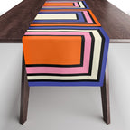 Colorful Retro Geometric Mod Portes Pattern Blue Orange Pink Cream Table Runner Gallery Image 1