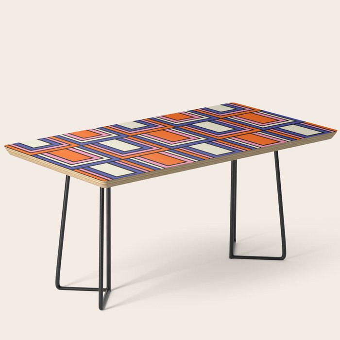 Colorful Retro Geometric Mod Portes Pattern Blue Orange Pink Cream Coffee Table Gallery Image 1