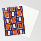Colorful Retro Geometric Mod Portes Pattern Blue Orange Pink Cream Stationery Card Gallery Image 2