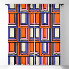 Colorful Retro Geometric Mod Portes Pattern Blue Orange Pink Cream Window Curtain Gallery Image 5