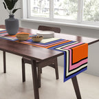 Colorful Retro Geometric Mod Portes Pattern Blue Orange Pink Cream Table Runner Gallery Image 2