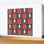 Colorful Retro Geometric Mod Portes Pattern Blue Orange Pink Cream Wall Mural Gallery Image 2