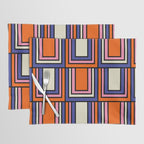 Colorful Retro Geometric Mod Portes Pattern Blue Orange Pink Cream Placemat Gallery Image 1
